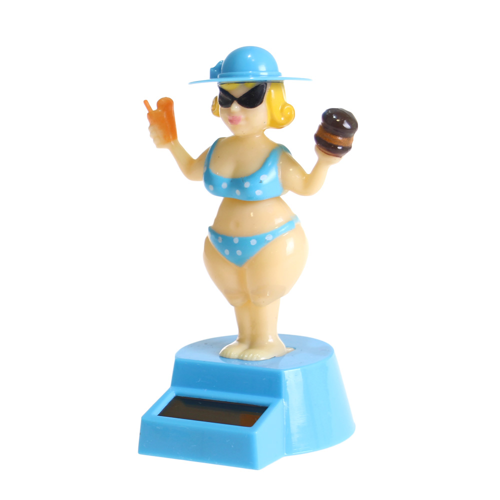 Solární tančící dekorace madam s kloboukem modrá - náhled 2