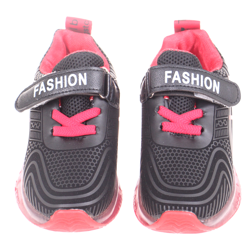 Dětské svítící boty FASHION černo-červené - náhled 2