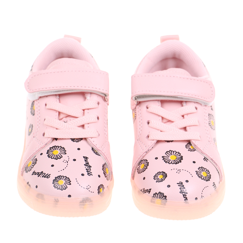 Dětské svítící boty s kytičkami růžové - náhled 2