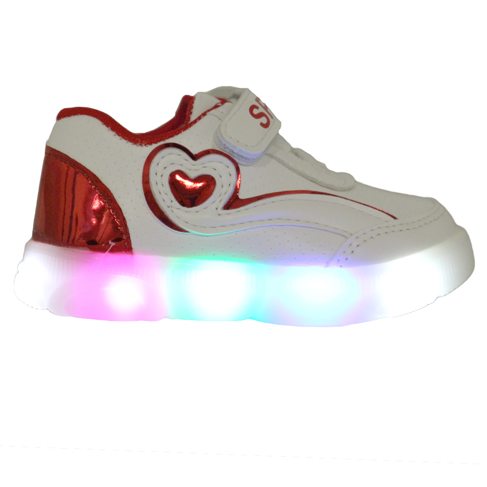 Dětské svítící boty se srdíčkem červené - náhled 1