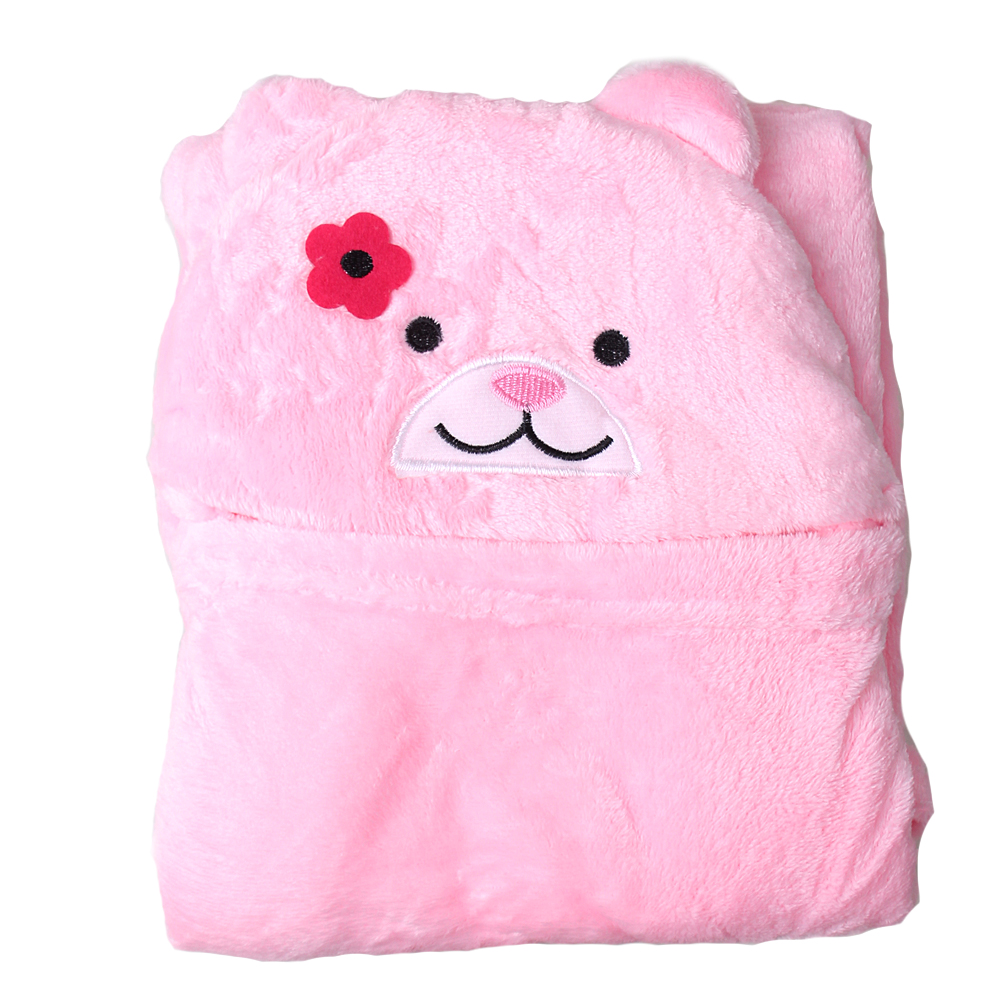 Dětská deka Happy Baby růžová – medvídek s kytičkou - náhled 1