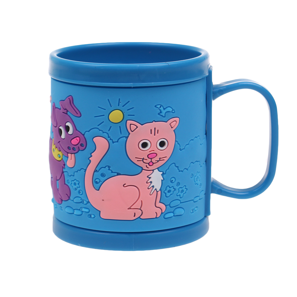 Hrnek dětský plastový (modrý pejsek a kočička) - náhled 1