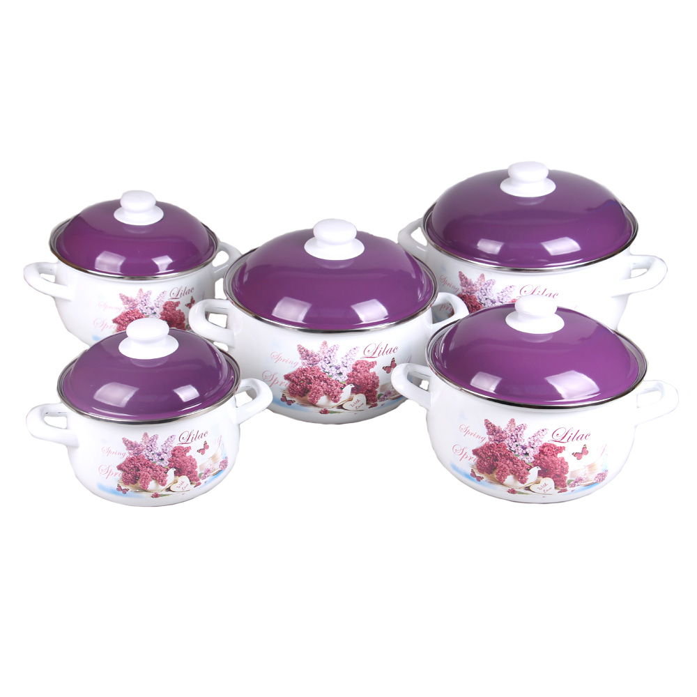 10-dílná sada smaltovaných hrnců šeřík - náhled 1