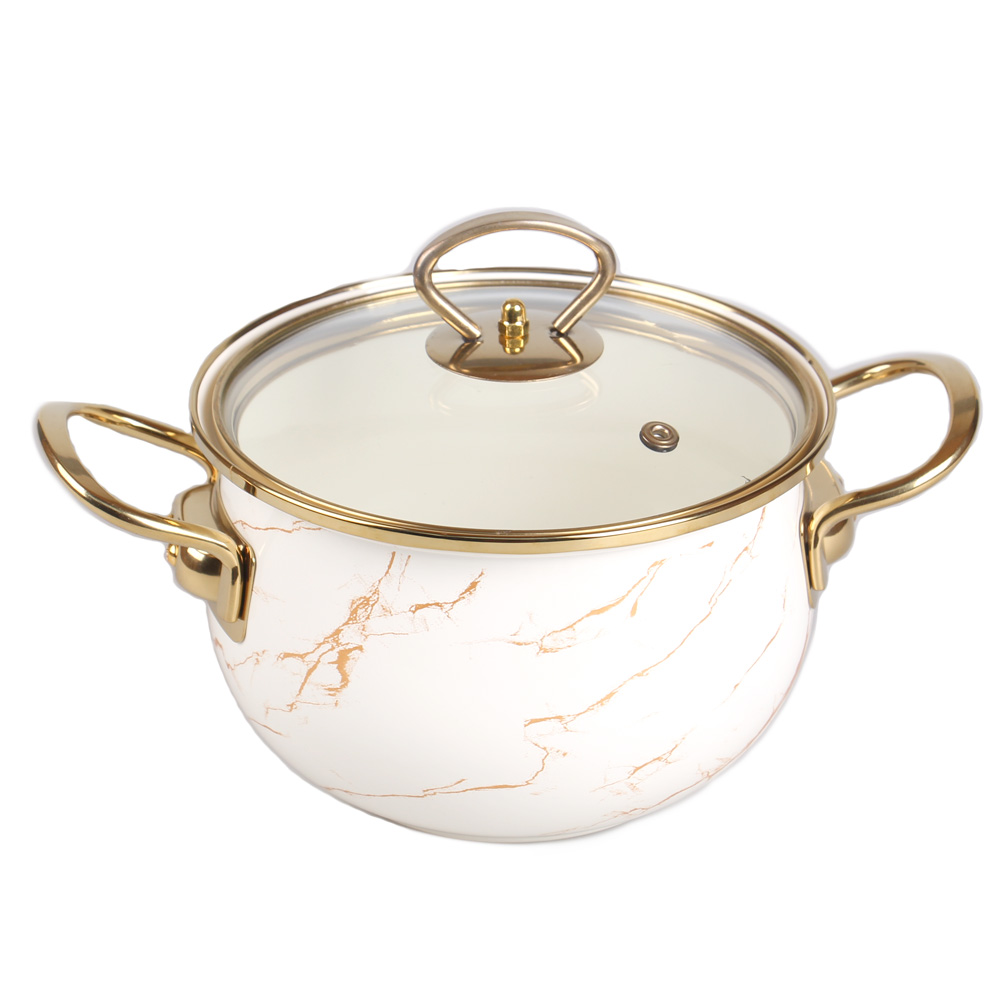 8-dílná sada smaltovaných hrnců zlatý mramor - náhled 2
