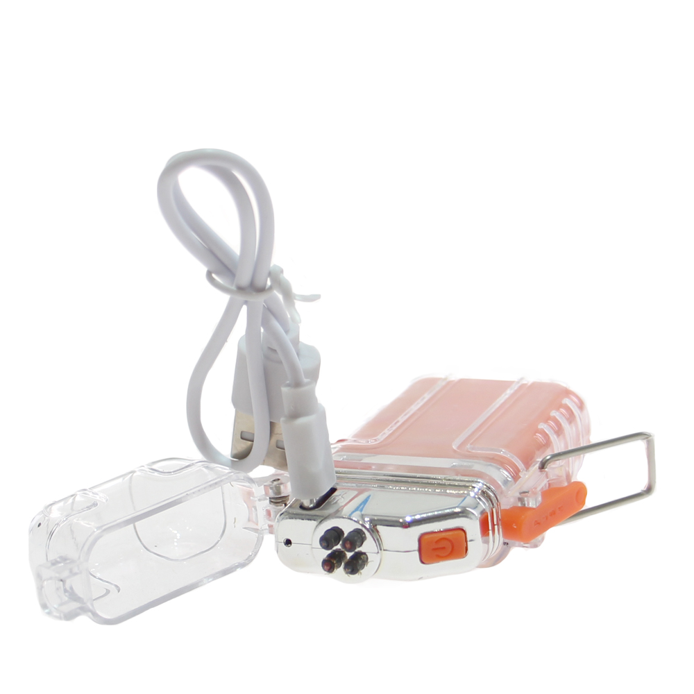 Vodotěsný plazmový zapalovač se svítilnou oranžový - náhled 4