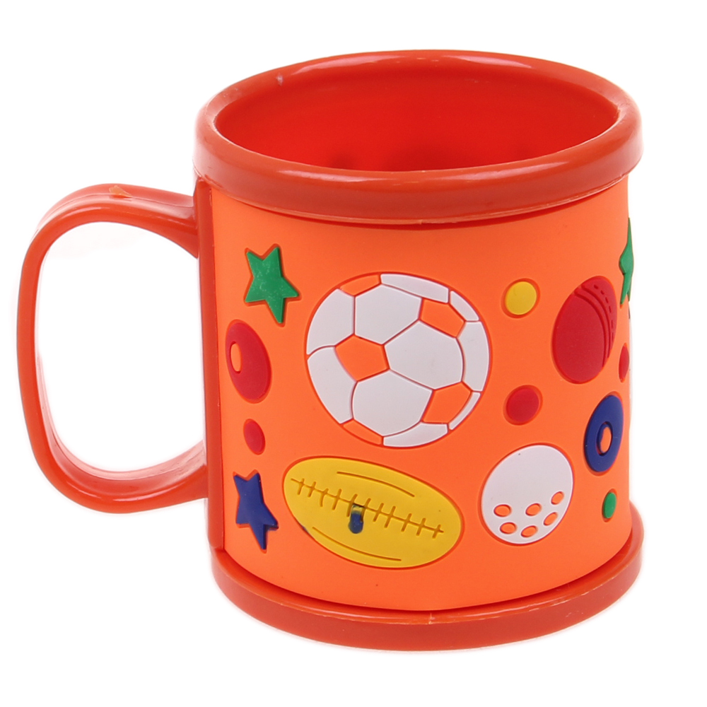 Hrnek dětský plastový (oranžový s míči) - náhled 1