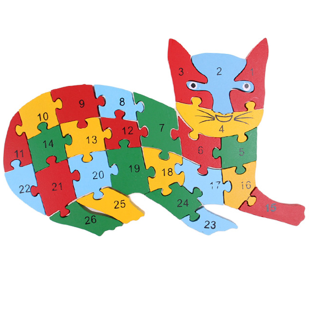 Vzdělávací dřevěné puzzle kočka - náhled 1