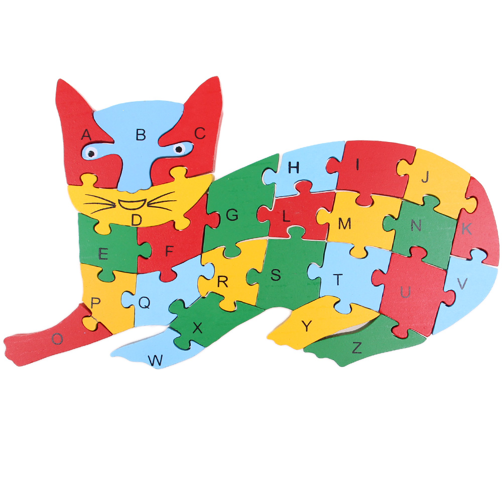 Vzdělávací dřevěné puzzle kočka - náhled 2