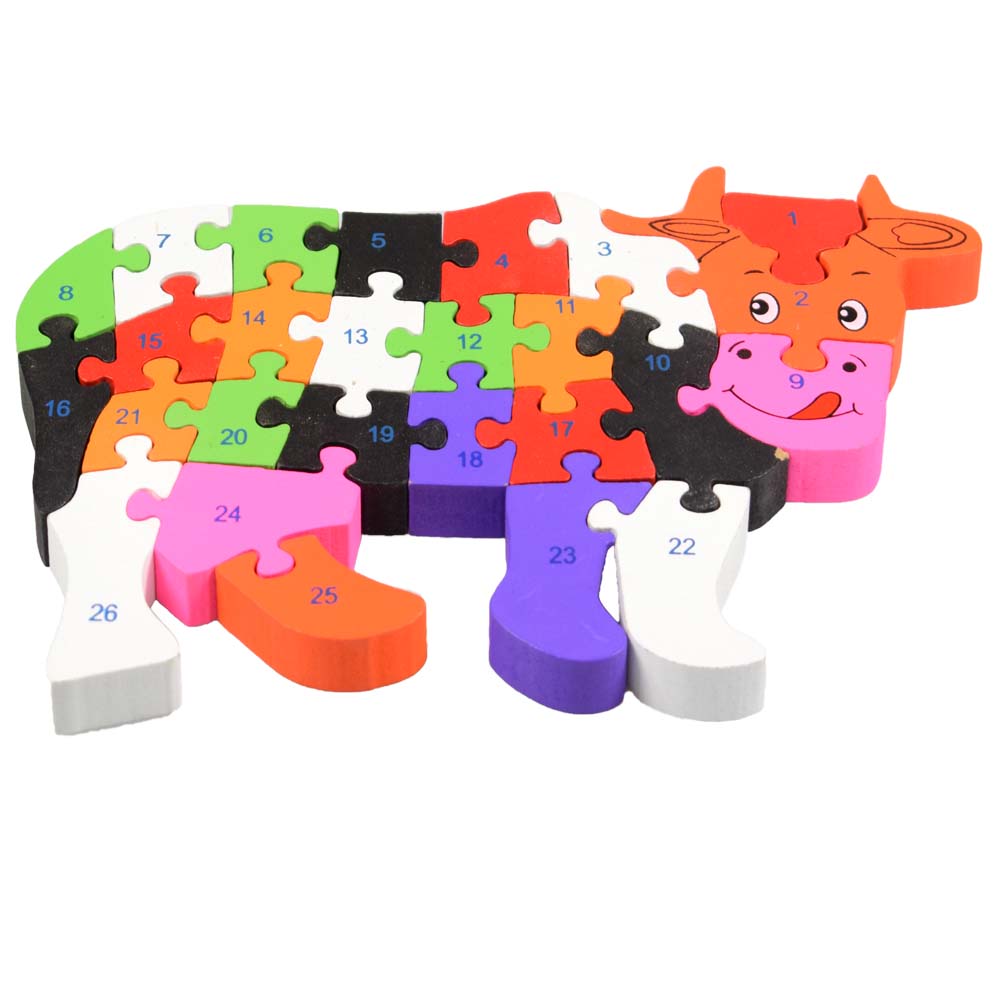 Vzdělávací dřevěné puzzle kráva - náhled 1