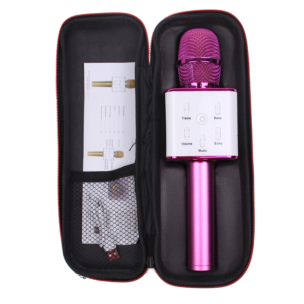 Karaoke mikrofon Q7 s pouzdrem růžový - náhled 4
