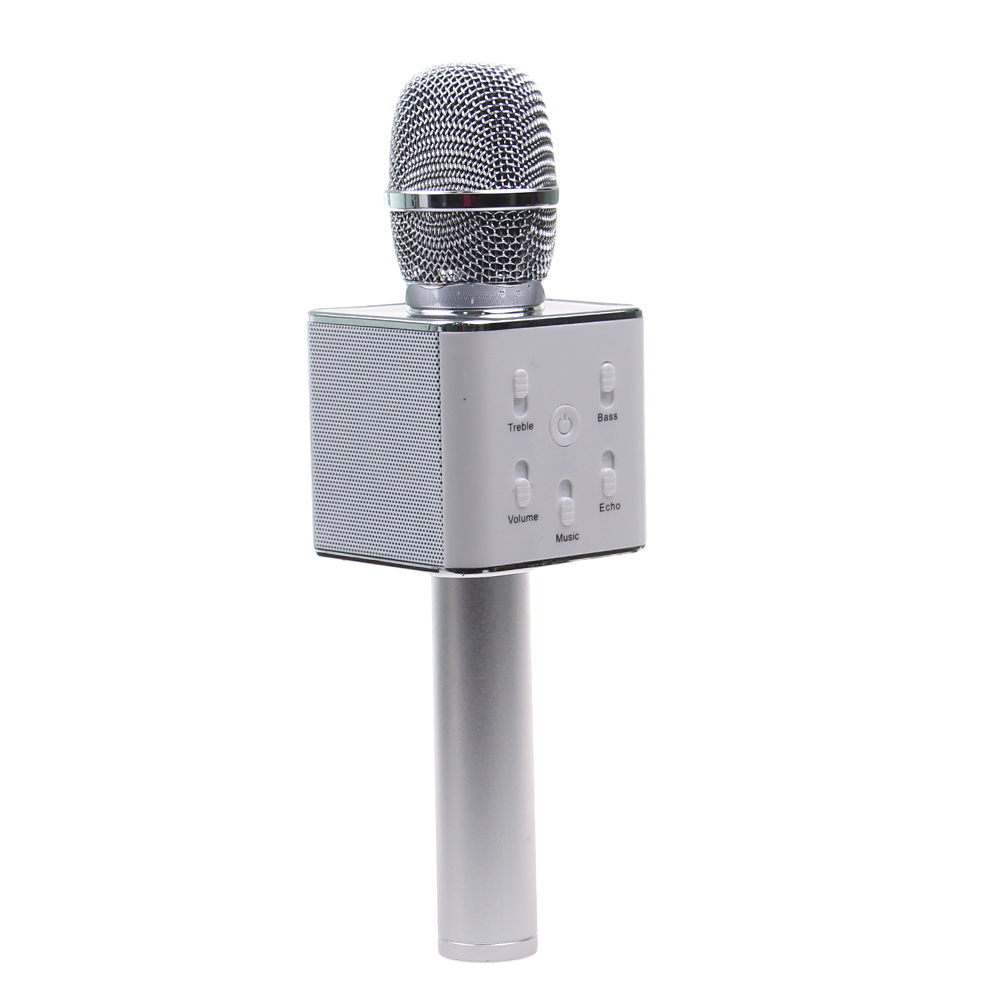 Karaoke mikrofon Q7 s pouzdrem stříbrný - náhled 1