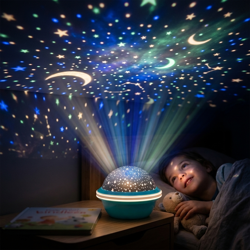 Hvězdný noční LED projektor modrý - náhled 5