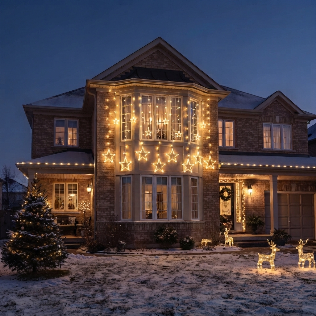 LED vánoční světelný závěs s motivy hvězd 8017WW - náhled 6