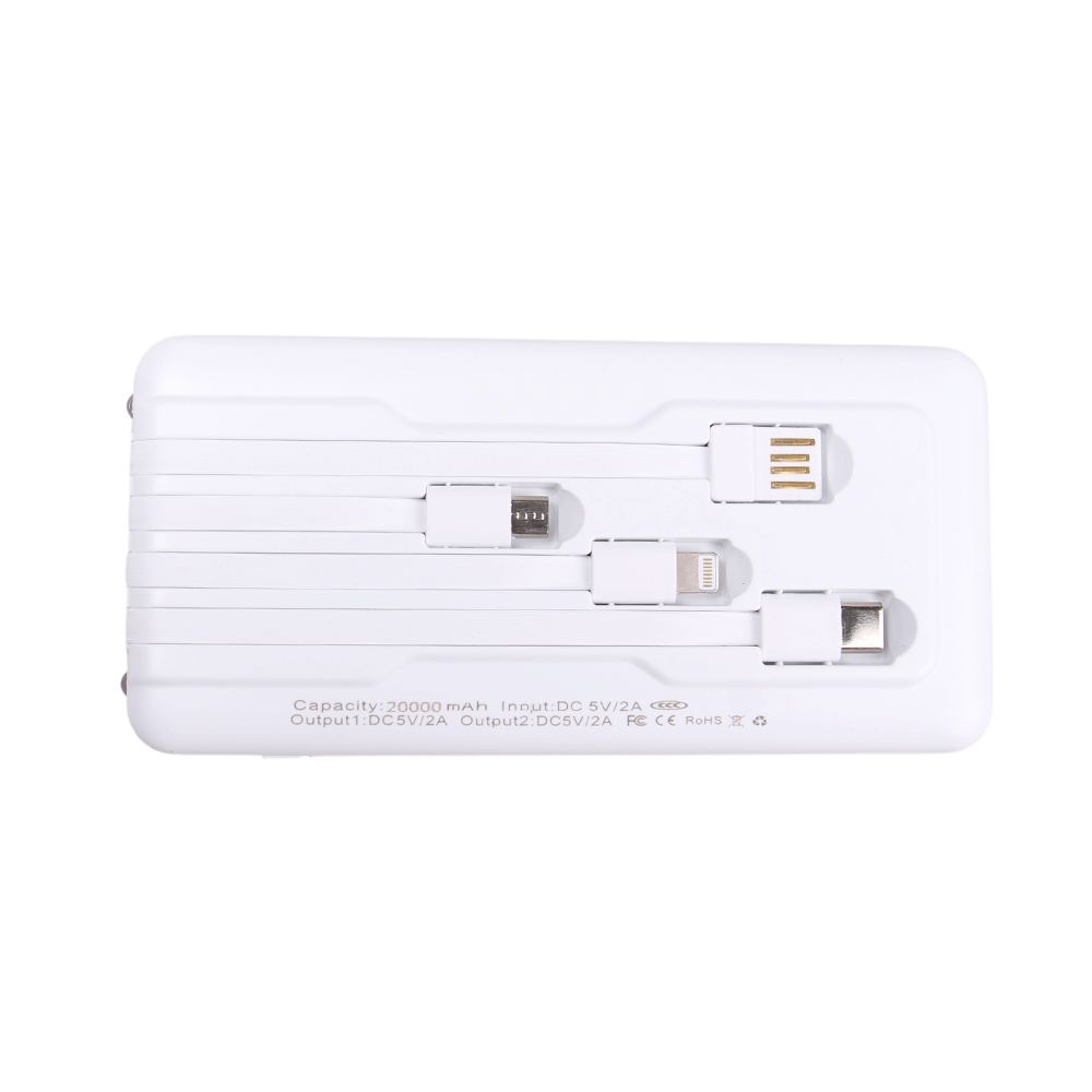 Powerbanka se svítilnou 4v1 20 000 mAh bílá - náhled 2