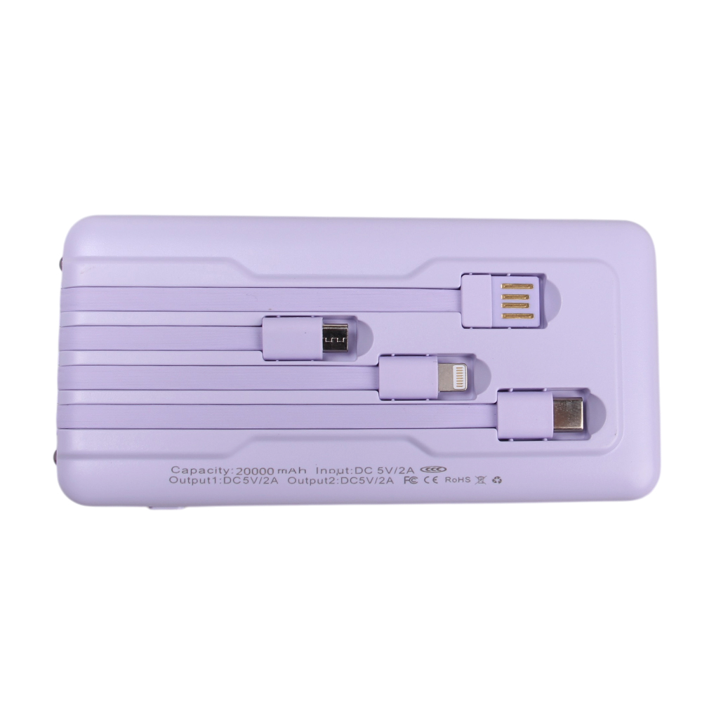 Powerbanka se svítilnou 4v1 20 000 mAh fialová - náhled 2