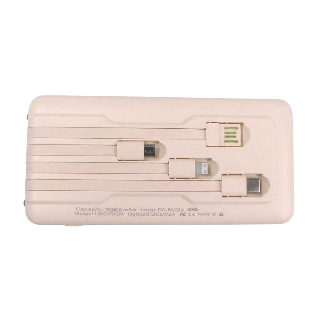 Powerbanka se svítilnou 4v1 20 000 mAh růžová - náhled 2