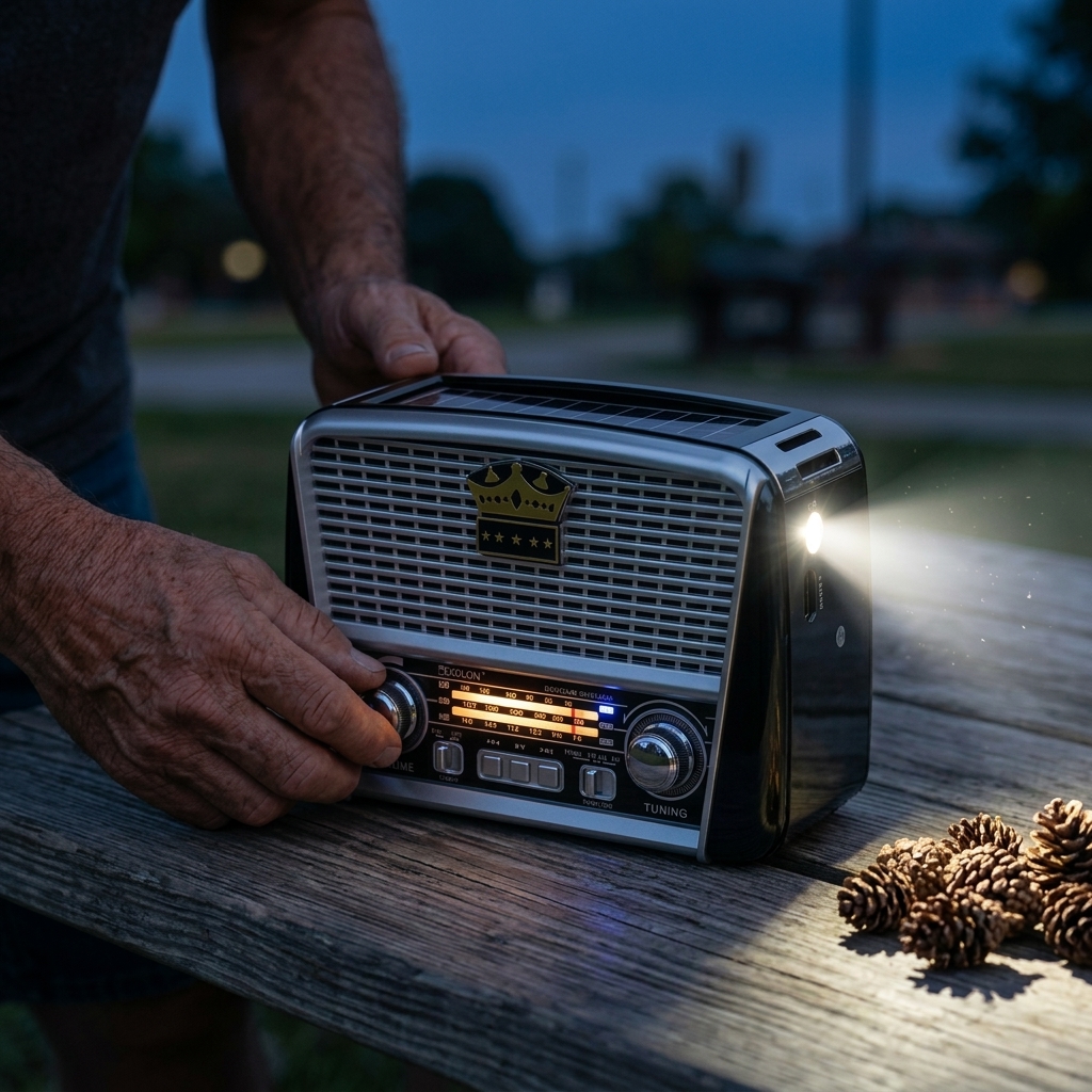 3pásmové solární rádio s Bluetooth černo-stříbrné KORUNA - náhled 6