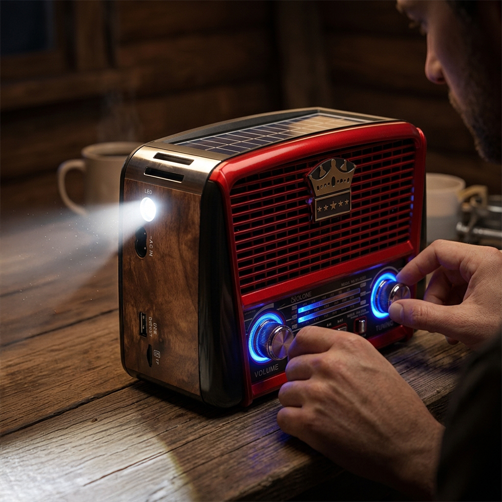 3pásmové solární rádio s Bluetooth hnědo-červené KORUNA - náhled 6
