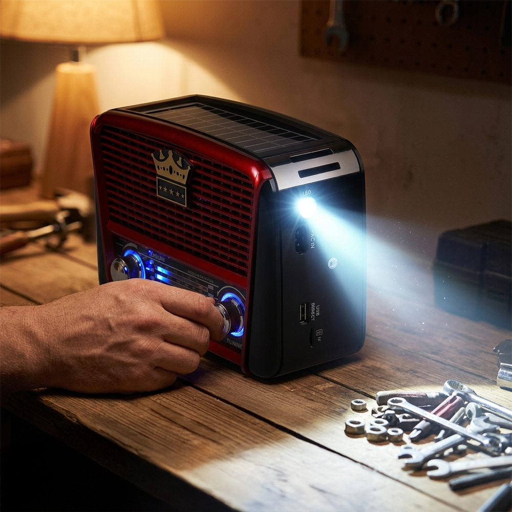 3pásmové solární rádio s Bluetooth černo-červené KORUNA - náhled 6