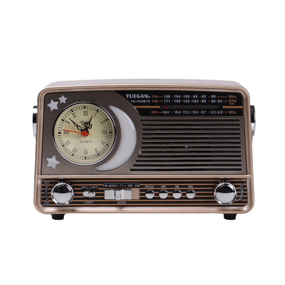 3pásmové solární rádio s hodinami stříbrné YG-7030BTS - náhled 2