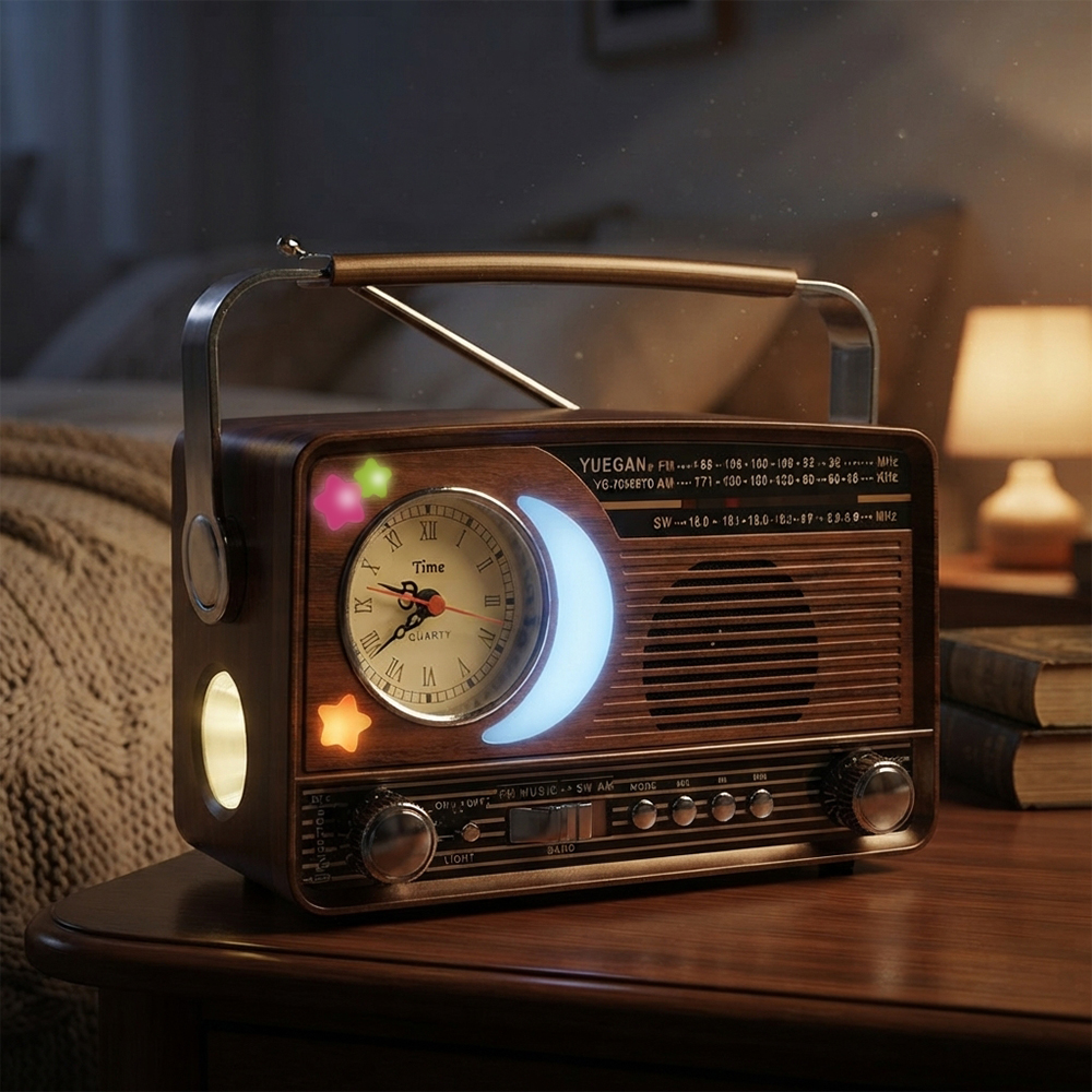 3pásmové solární rádio s hodinami stříbrné YG-7030BTS - náhled 6
