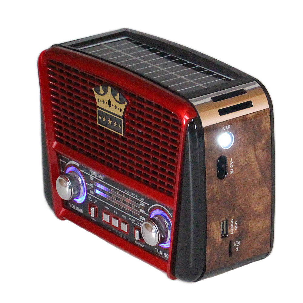 Přenosné 3 pásmové solární rádio černo-červené KORUNA - náhled 2