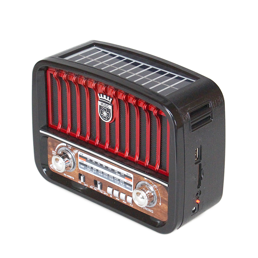 Přenosné 3pásmové solární rádio černo-červené MUSIC - náhled 1