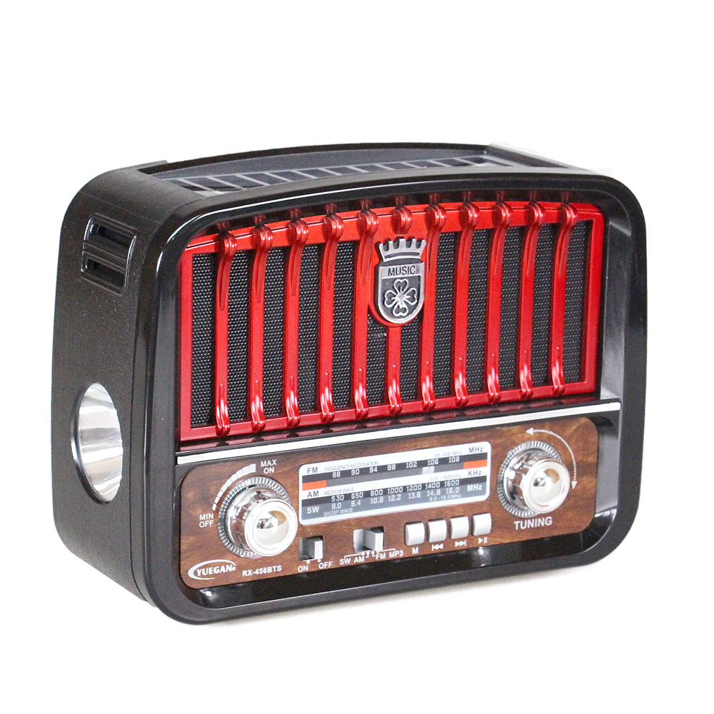 Přenosné 3pásmové solární rádio černo-červené MUSIC - náhled 2