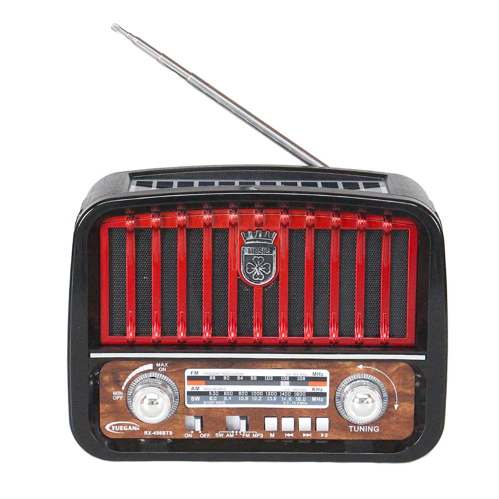 Přenosné 3pásmové solární rádio černo-červené MUSIC - náhled 5