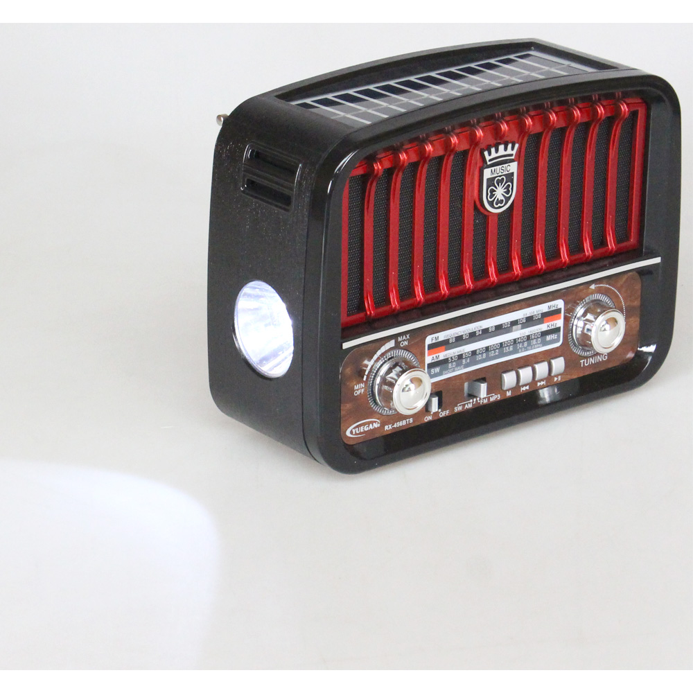 Přenosné 3pásmové solární rádio černo-červené MUSIC - náhled 6