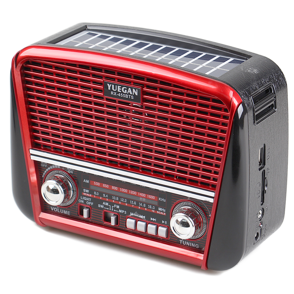 Přenosné 3pásmové solární rádio červené YUEGAN - náhled 1