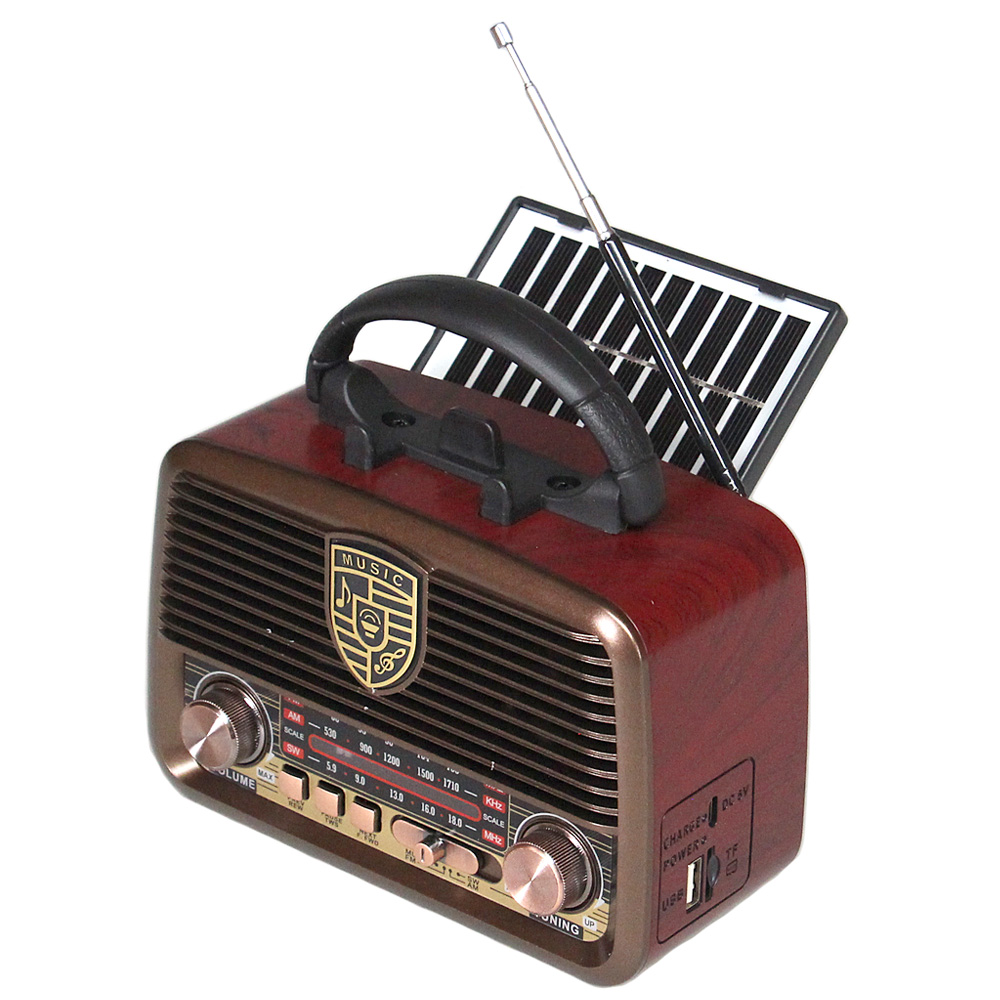 Přenosné 3pásmové solární rádio GOLON hnědé - náhled 1