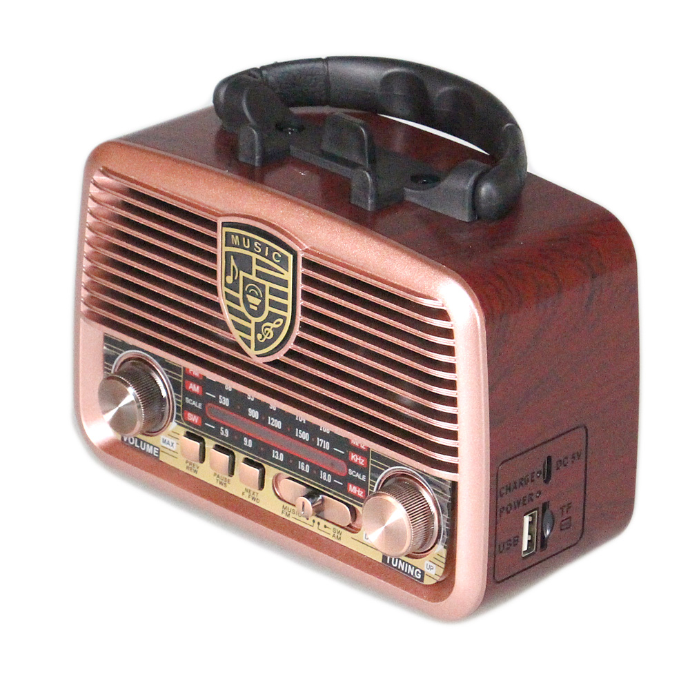 Přenosné 3pásmové solární rádio GOLON růžové - náhled 1