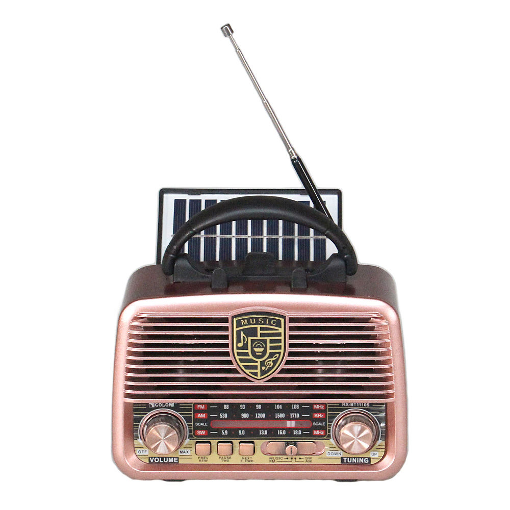 Přenosné 3pásmové solární rádio GOLON růžové - náhled 3