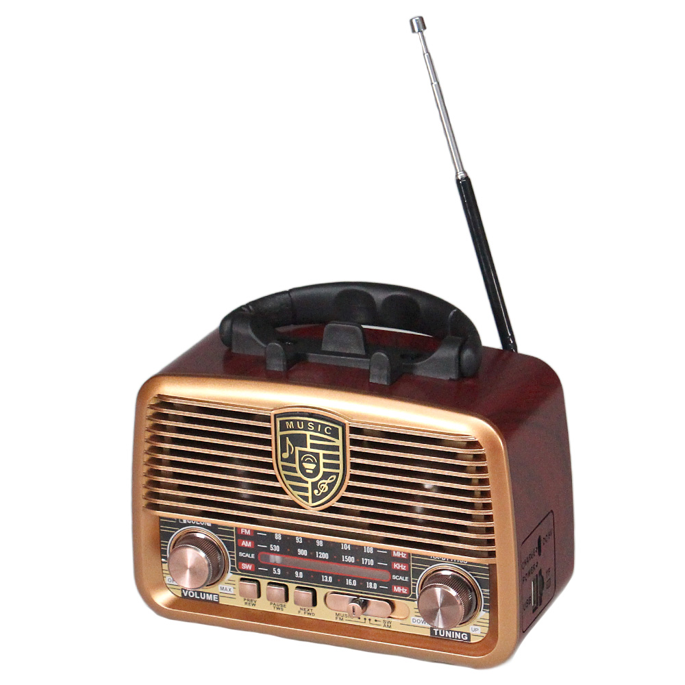 Přenosné 3pásmové solární rádio GOLON zlaté - náhled 4