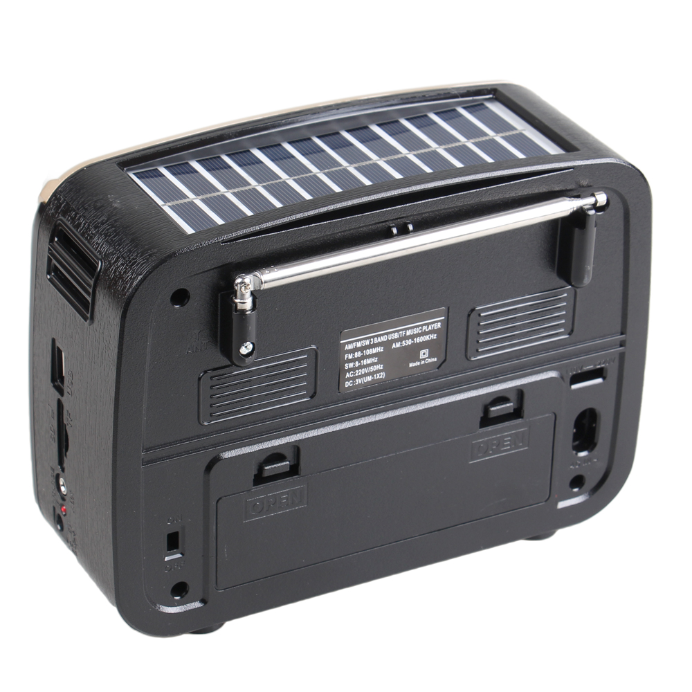 Přenosné 3pásmové solární rádio béžové YUEGAN - náhled 2
