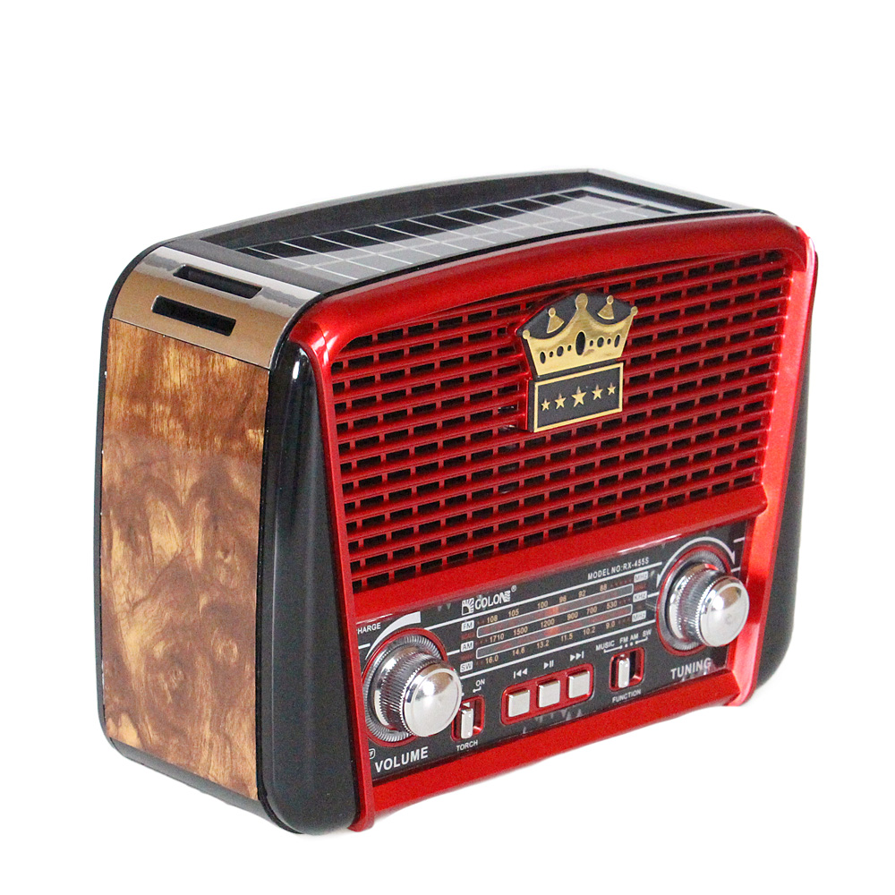 Přenosné 3pásmové solární rádio hnědo-červené KORUNA - náhled 2