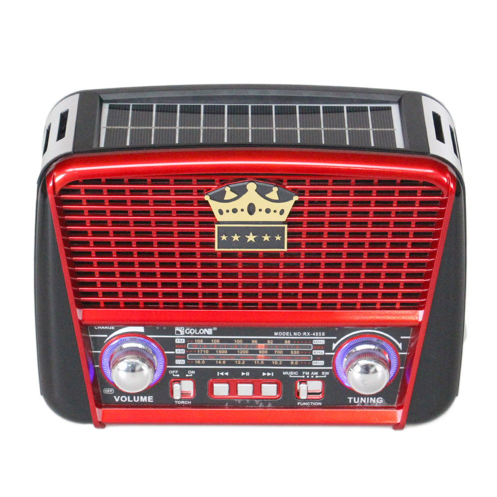 Přenosné 3pásmové solární rádio hnědo-červené KORUNA - náhled 6