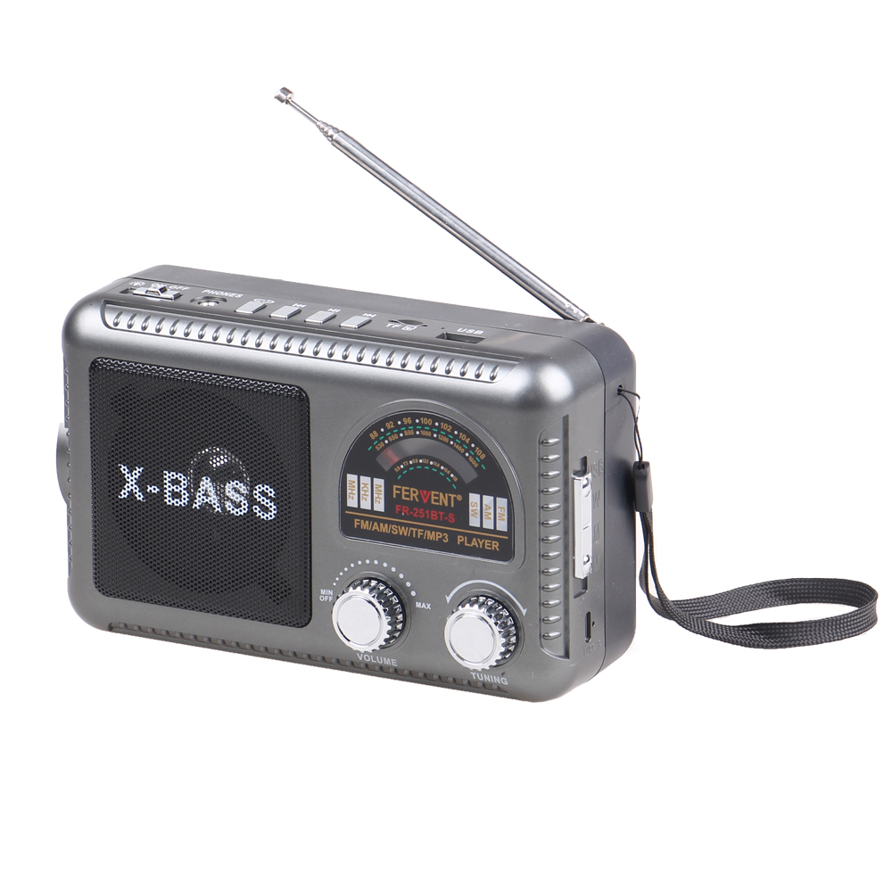 Solární 3pásmové rádio FERVENT šedé - náhled 1