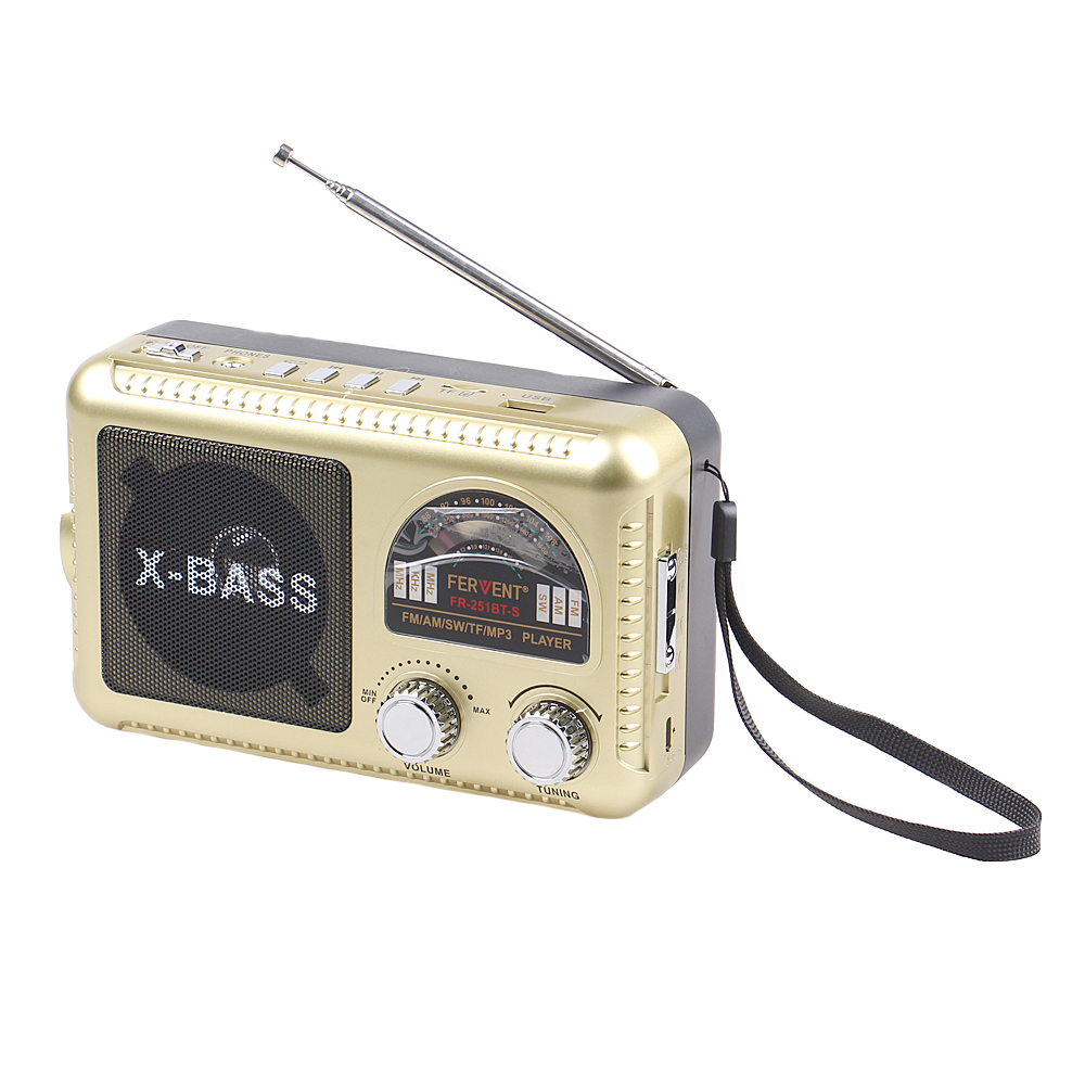 Solární 3pásmové rádio FERVENT zlaté - náhled 1