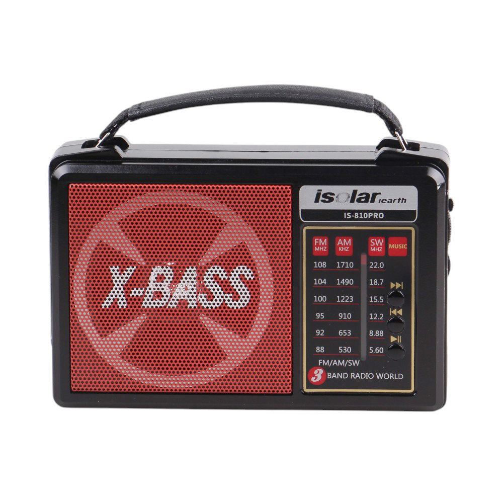 Solární 3pásmové rádio IS-810PRO červené - náhled 3