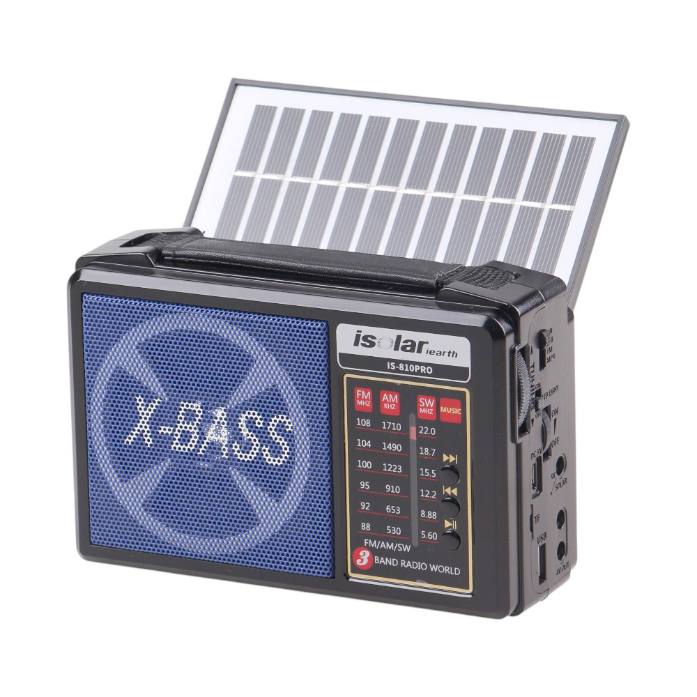 Solární 3pásmové rádio IS-810PRO modré - náhled 1