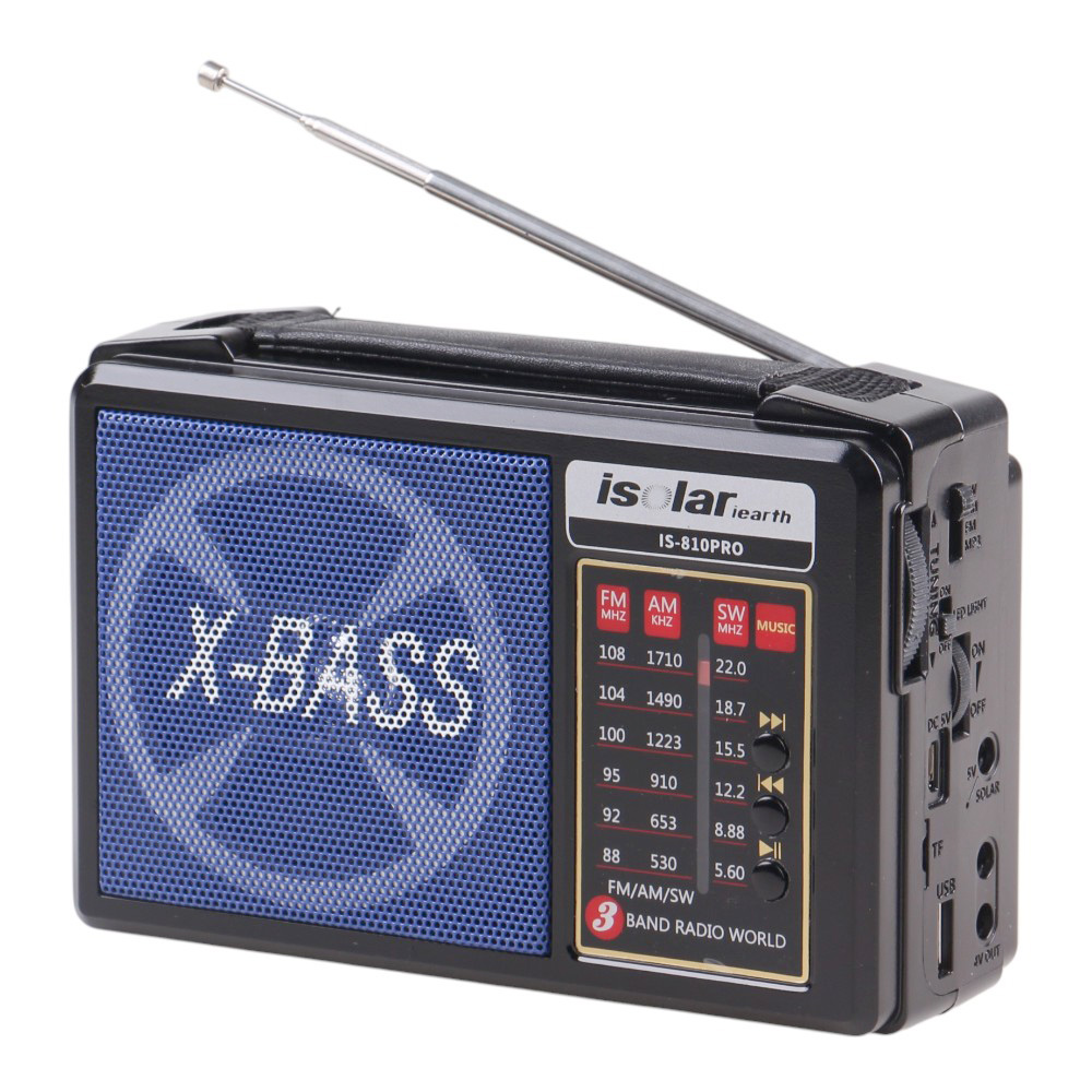 Solární 3pásmové rádio IS-810PRO modré - náhled 2