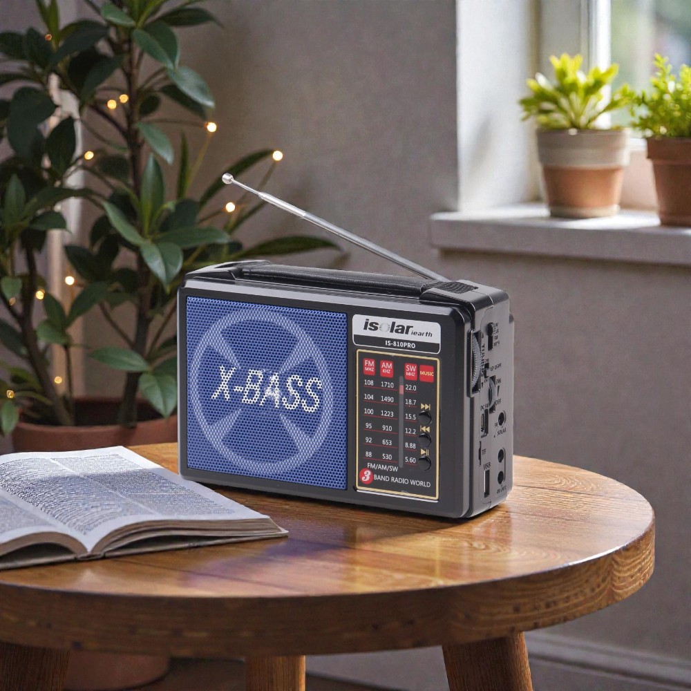 Solární 3pásmové rádio IS-810PRO modré - náhled 8