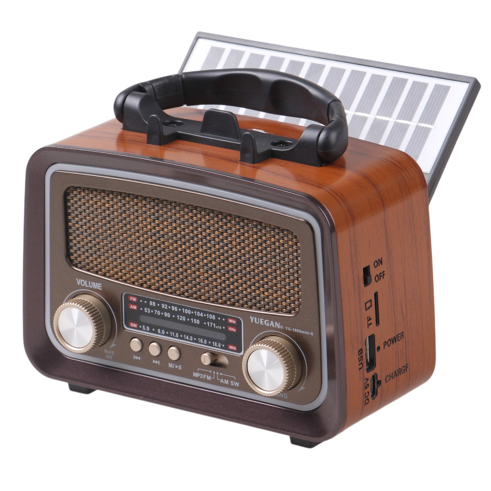 Solární přenosné rádio YG-1086mini-S tmavě hnědé - náhled 1