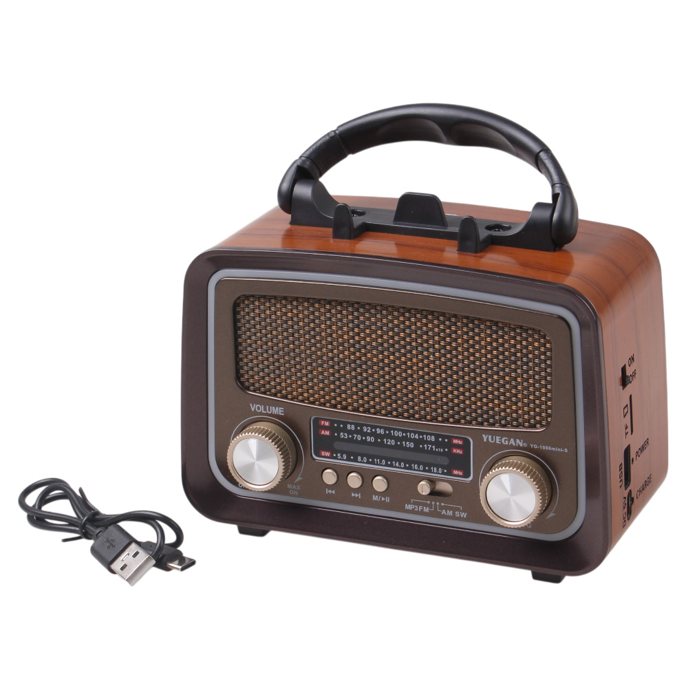 Solární přenosné rádio YG-1086mini-S tmavě hnědé - náhled 3