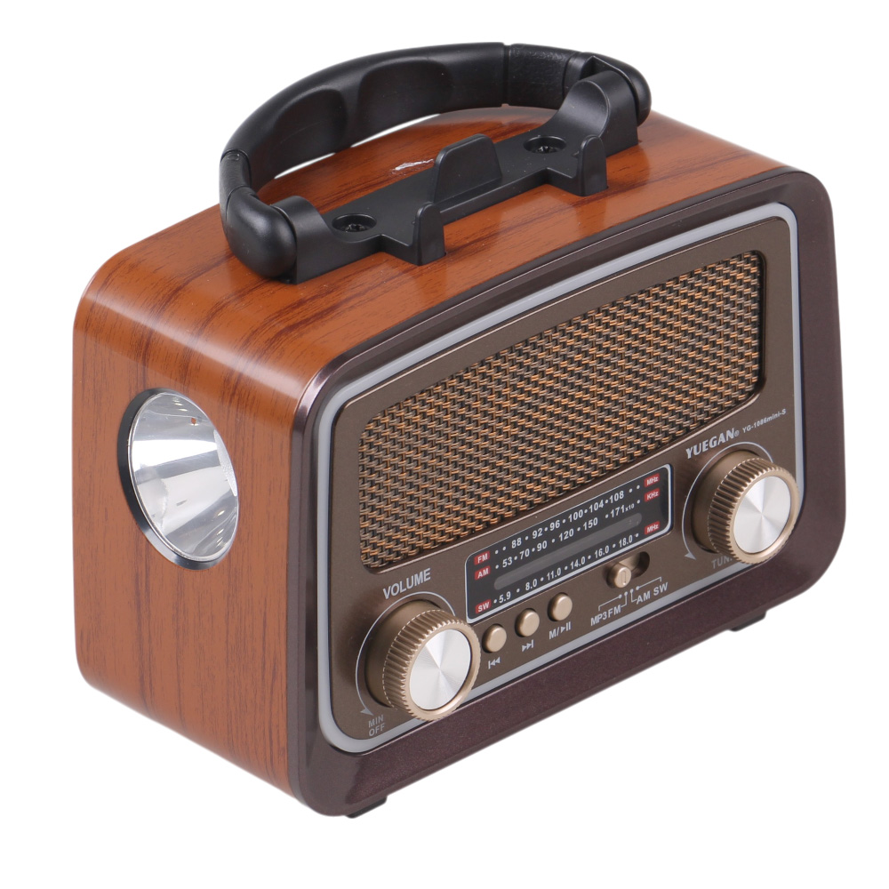 Solární přenosné rádio YG-1086mini-S tmavě hnědé - náhled 4