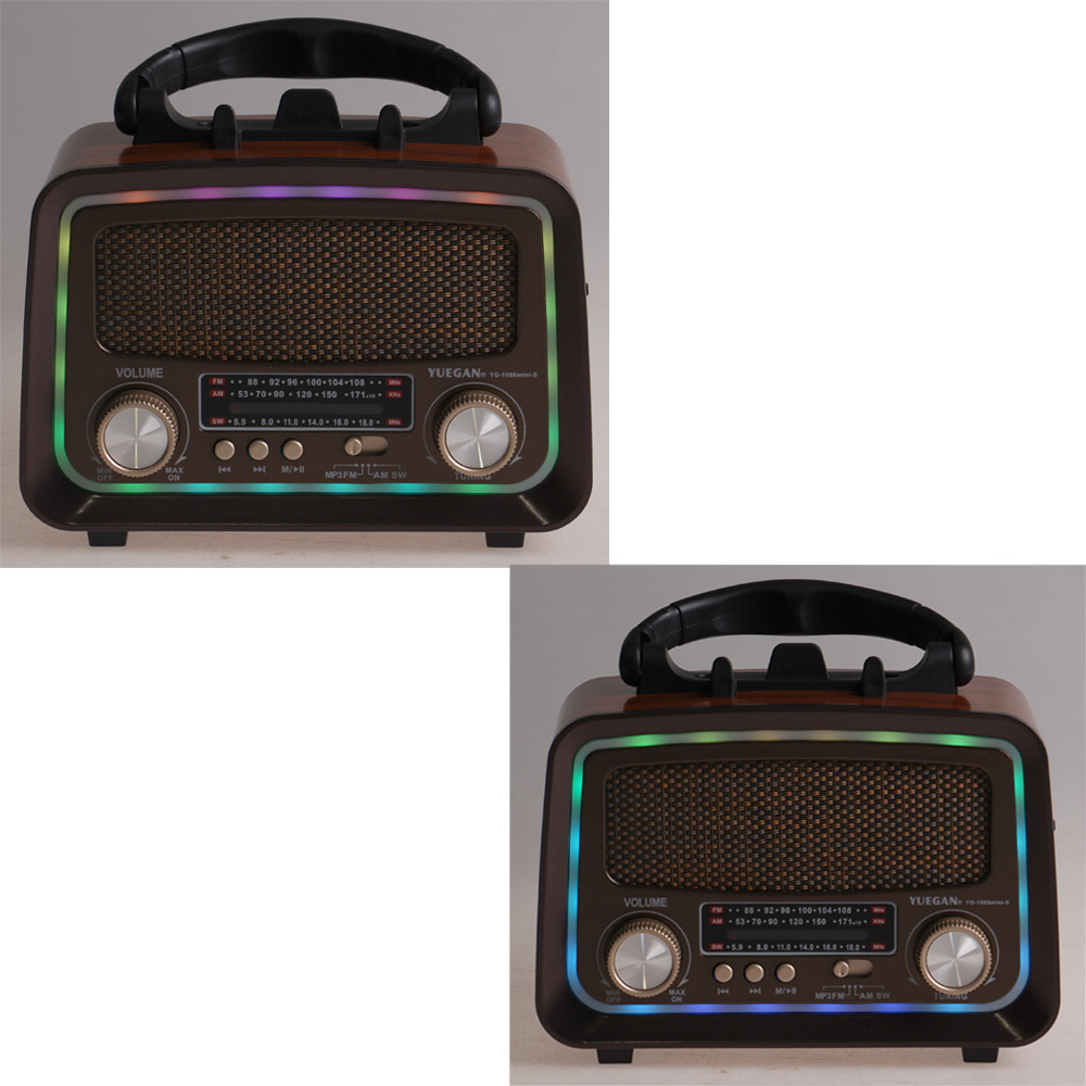 Solární přenosné rádio YG-1086mini-S tmavě hnědé - náhled 7