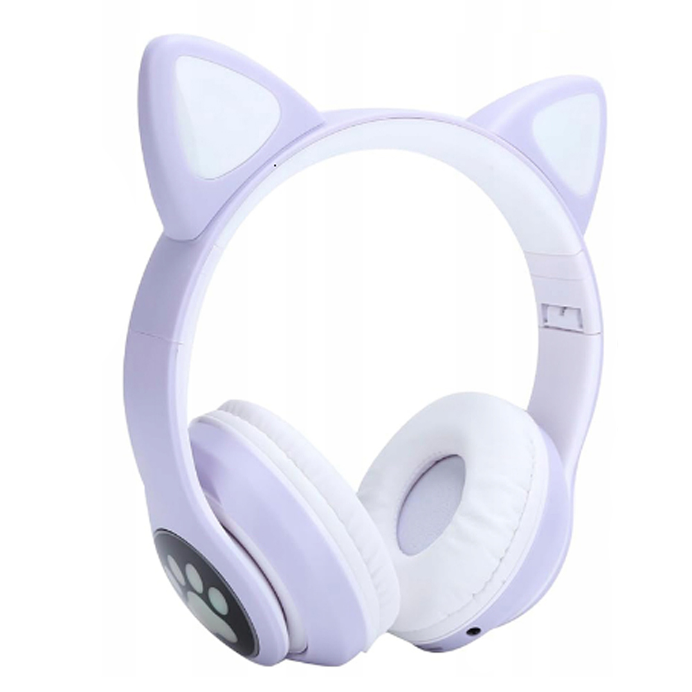 Bezdrátová sluchátka s kočičíma ušima fialová - náhled 1