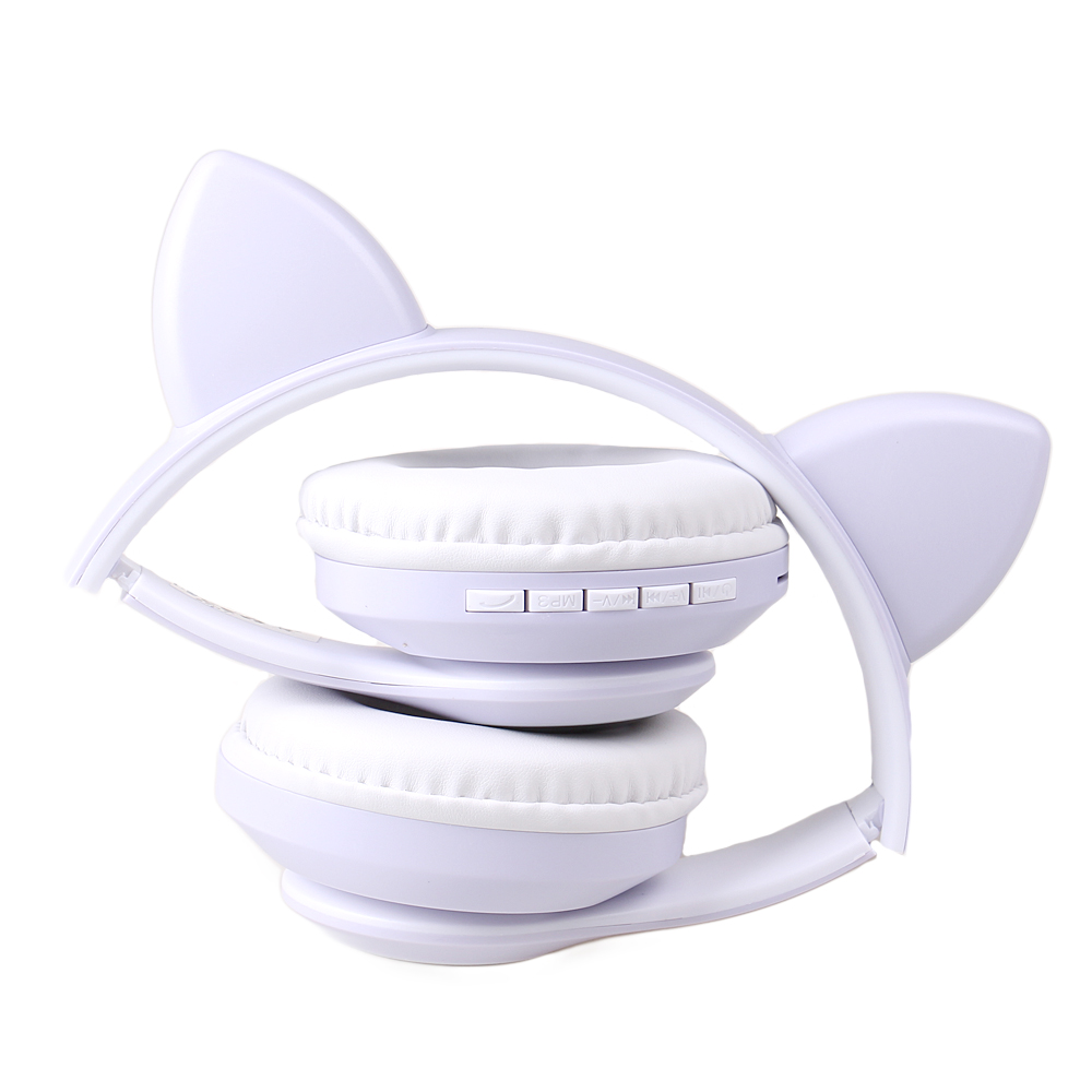 Bezdrátová sluchátka s kočičíma ušima fialová - náhled 2